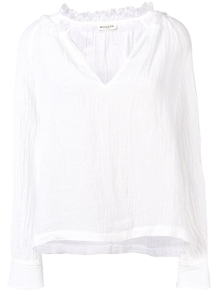 Masscob V-neck Loose Fit Blouse - White
