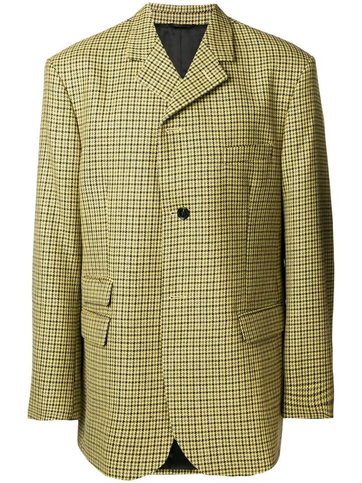 Raf Simons Checked Coat - Yellow & Orange