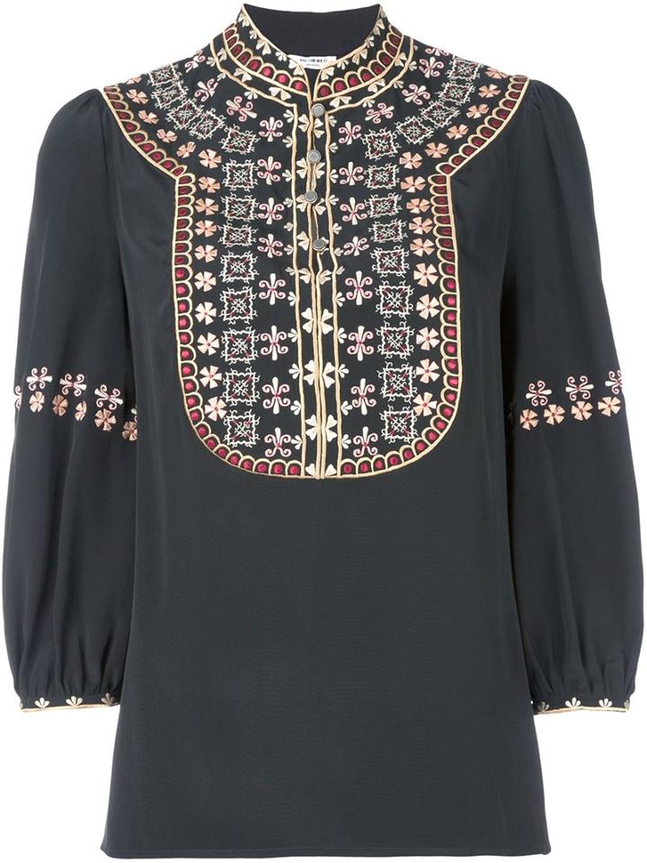 Vilshenko Embroidered Bib Blouse