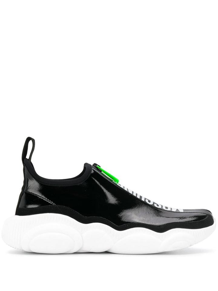 Moschino Logo Zipped Sneakers - Black