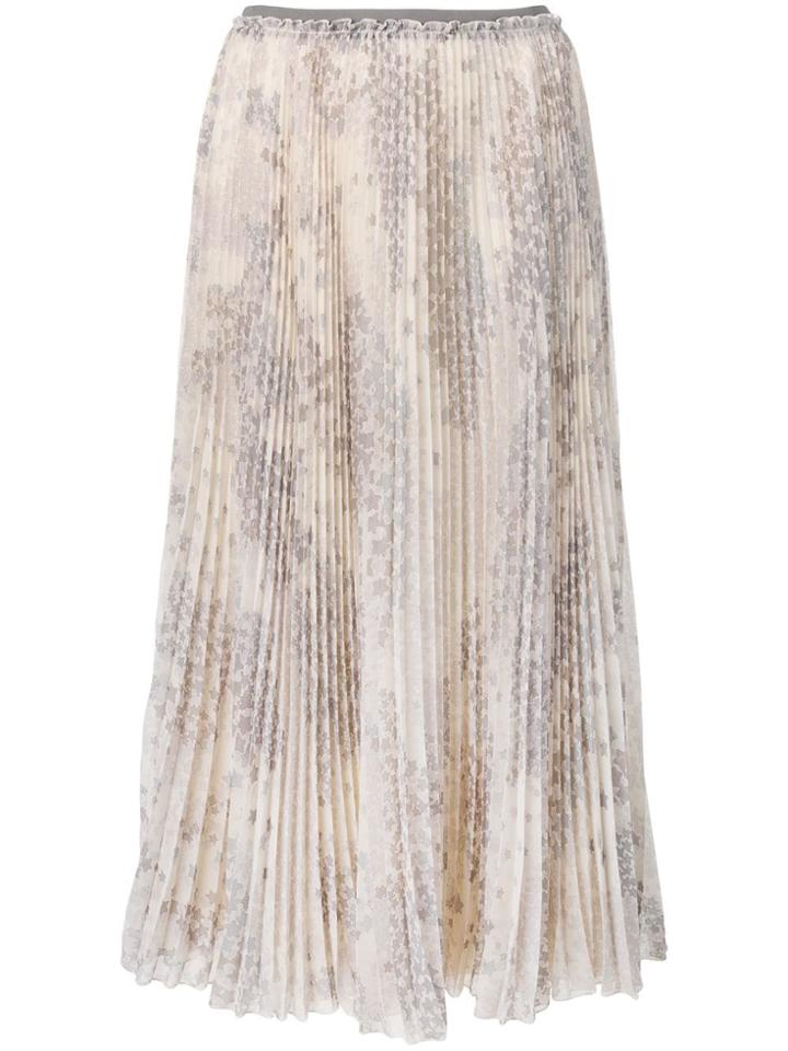 Red Valentino Floral Print Pleated Skirt - Grey