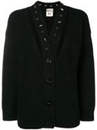 Semicouture Ribbed Cut Out Cardigan - Black