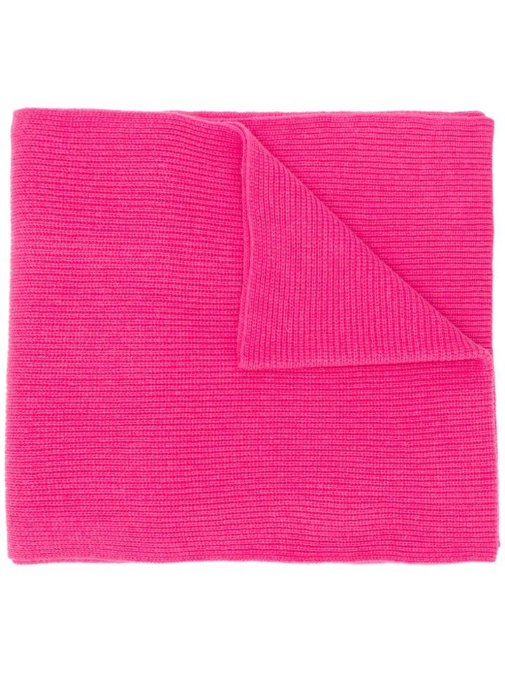 Ganni Logo Ribbed Scarf - Pink
