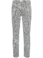Frame Le High Animal Print Straight Leg Jeans - Black