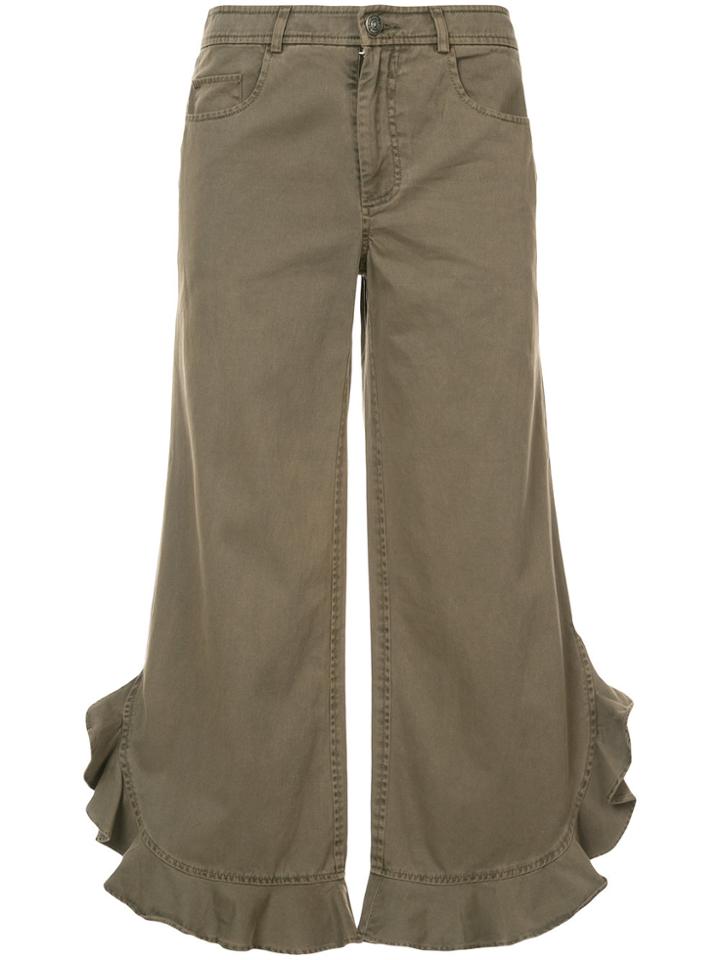 Cinq A Sept Ruffle Detail Trousers - Green