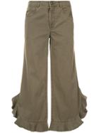 Cinq A Sept Ruffle Detail Trousers - Green