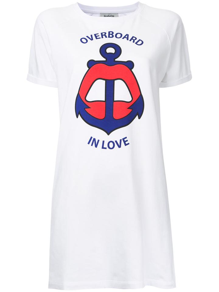 Yazbukey Overboard In Love T-shirt Dress, Women's, Size: Medium, White, Cotton/spandex/elastane