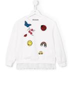 Ermanno Scervino Junior Multi-patch Sweatshirt, Girl's, Size: 10 Yrs, White