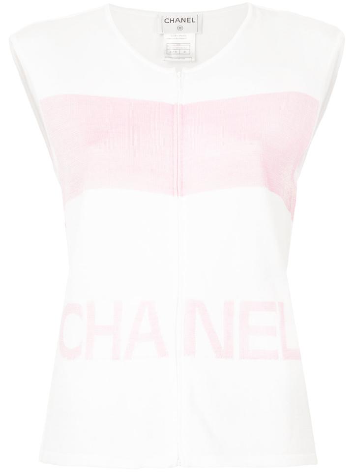 Chanel Vintage Logo Zipped Blouse - White