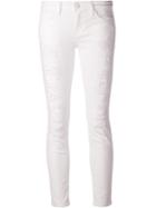 Current/elliott Distressed Skinny Jeans, Women's, Size: 29, White, Cotton/spandex/elastane