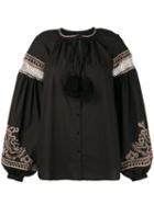 Wandering - Embroidered Tassel Shirt - Women - Cotton - 42, Black, Cotton