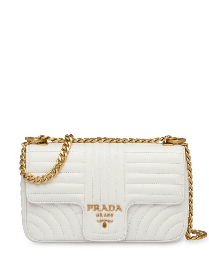 Prada Diagramme Medium Shoulder Bag - White