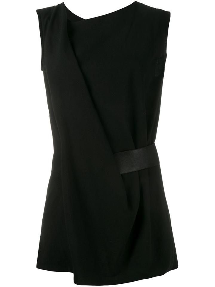 Ann Demeulemeester Draped Front Top, Women's, Size: 36, Black, Virgin Wool/nylon/spandex/elastane/rayon