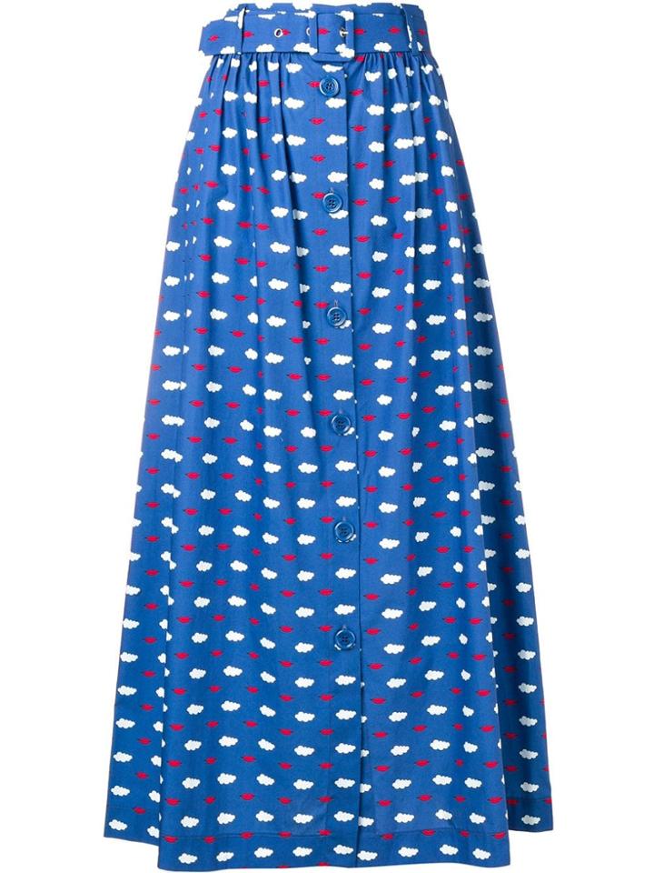 Vivetta Lips And Clouds Printed Skirt - Blue