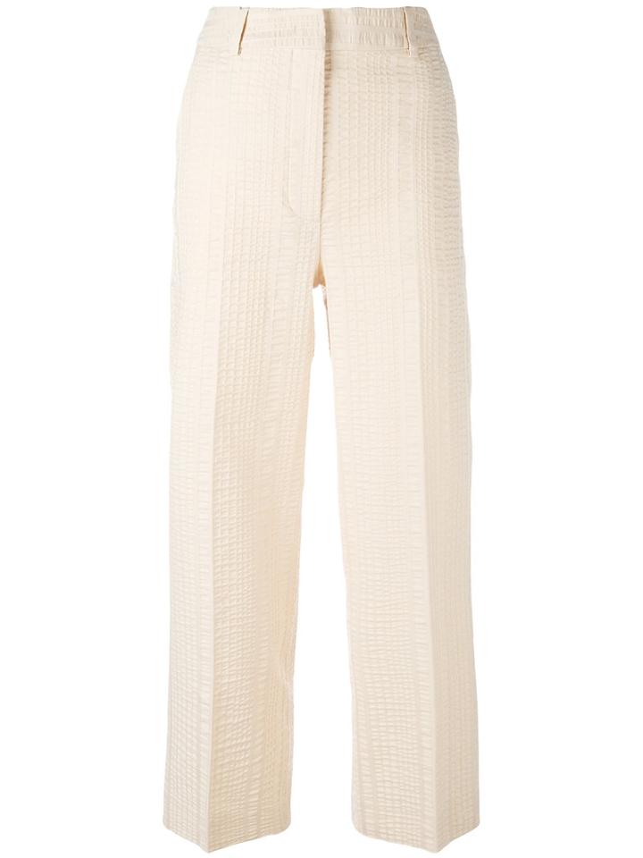 Sportmax Textured Cropped Trousers, Women's, Size: 42, Nude/neutrals, Cotton/ramie/spandex/elastane