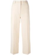 Sportmax Textured Cropped Trousers, Women's, Size: 42, Nude/neutrals, Cotton/ramie/spandex/elastane