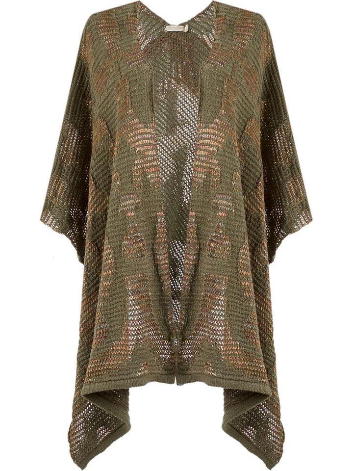 Cecilia Prado Fringe Knitted Shawl, Women's, Green, Acrylic/polyamide/viscose
