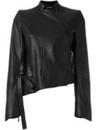 Ann Demeulemeester Asymmetric Leather Jacket, Women's, Size: 38, Black, Cotton/linen/flax/leather/wool