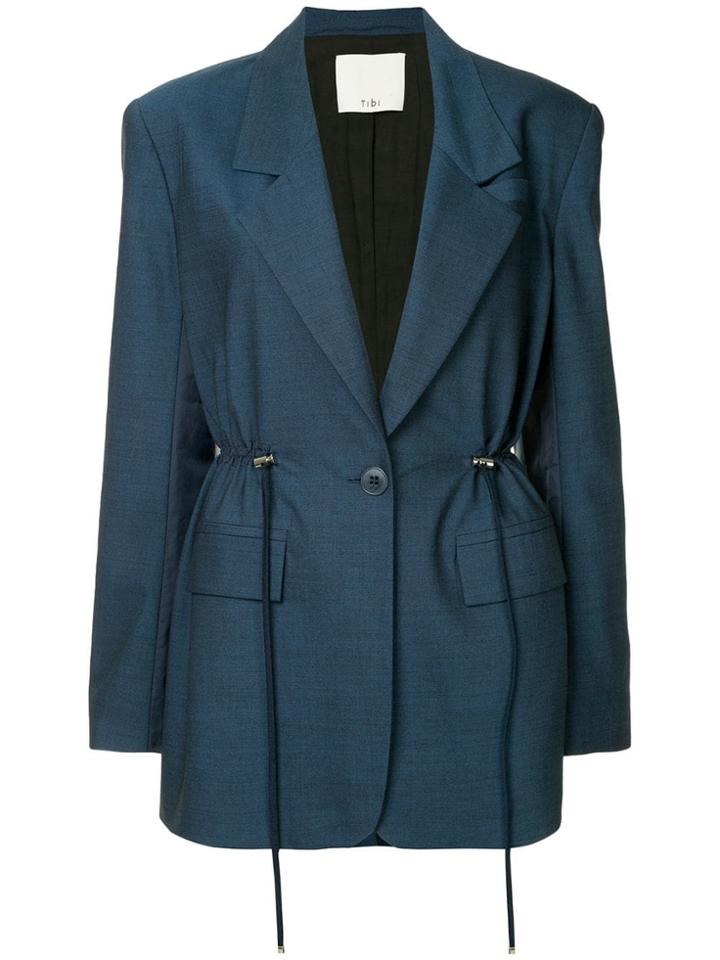 Tibi Tropical Oversized Drawstring Blazer - Blue