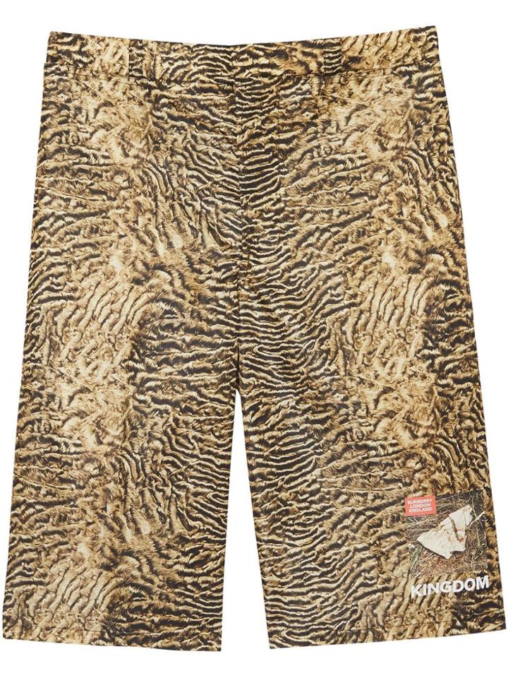 Burberry Tiger Print Nylon Shorts - Neutrals