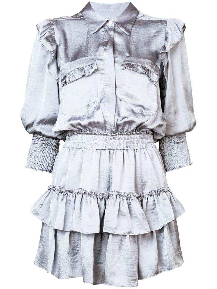 Misa Los Angeles Metallic Frill Mini Dress - Grey