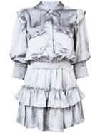 Misa Los Angeles Metallic Frill Mini Dress - Grey