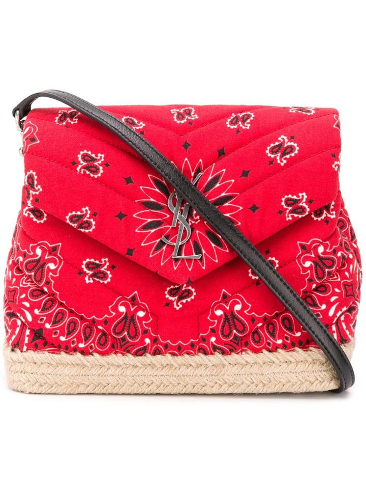 Saint Laurent Bandana Print Crossbody Bag - Red