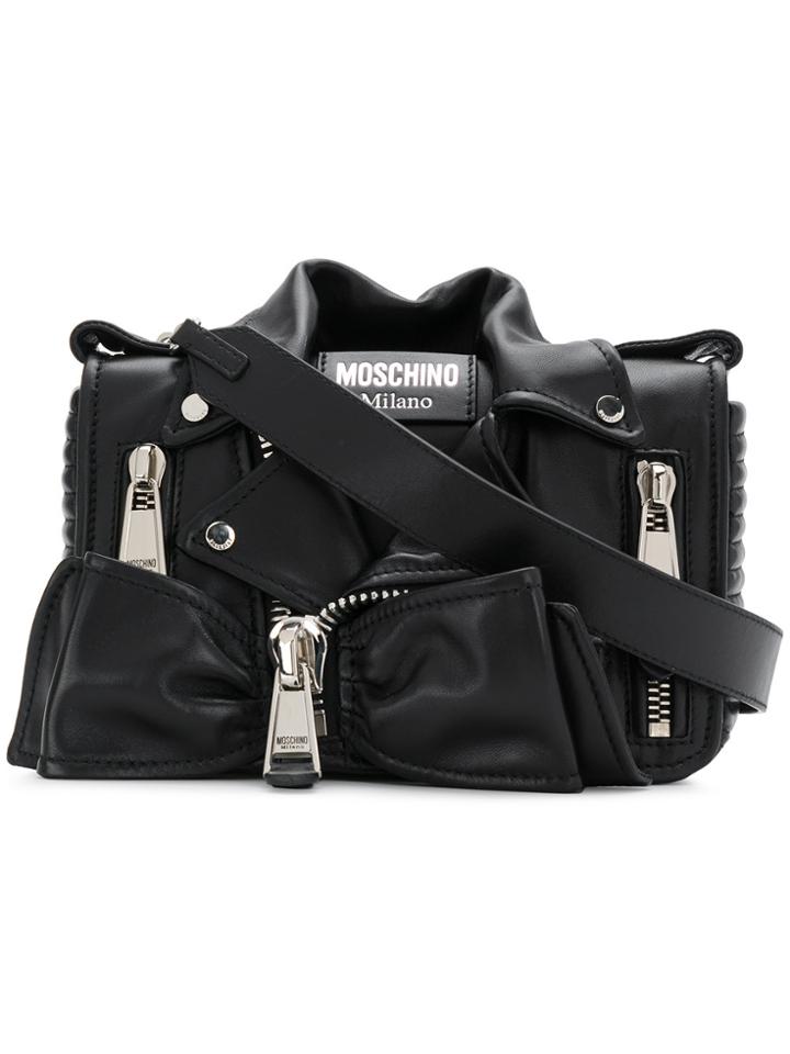 Moschino Bow Biker Jacket Cross Body Bag - Black