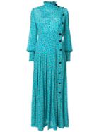 Alessandra Rich Floral Print Maxi Dress - Blue