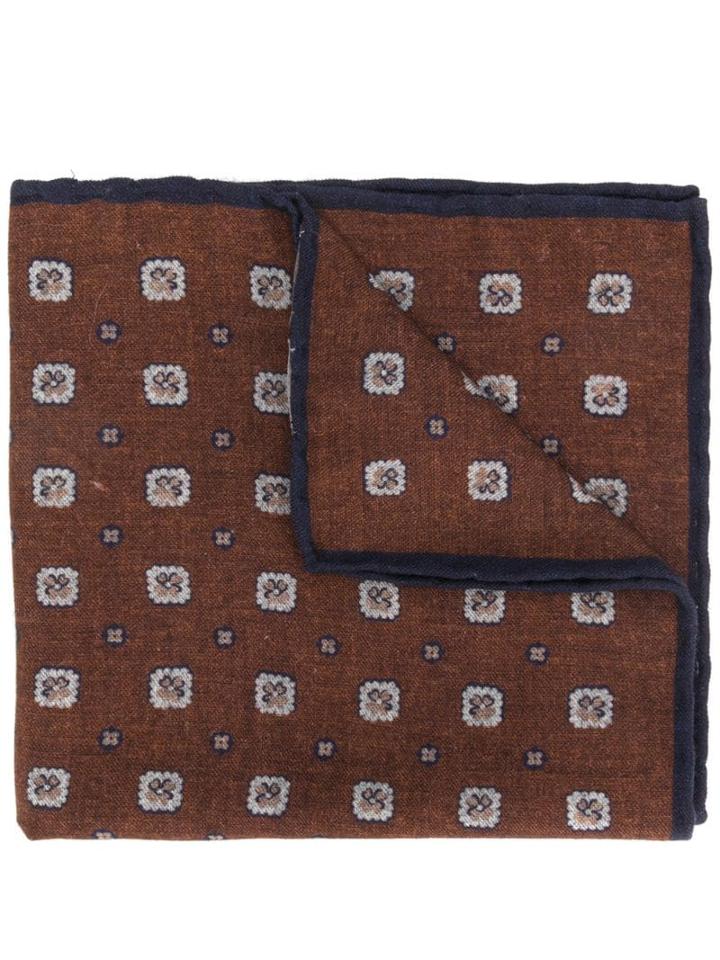 Eleventy Floral Print Pocket Square - Brown
