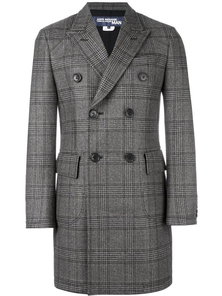 Junya Watanabe Comme Des Garçons Man Double Breasted Coat, Men's, Size: Medium, Brown, Nylon/wool
