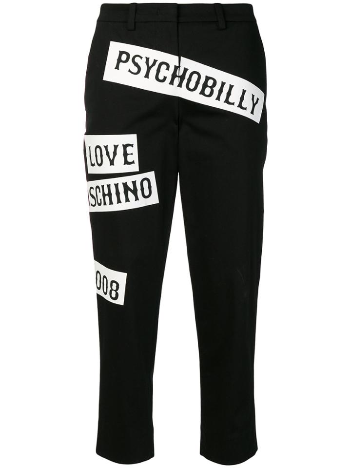 Love Moschino Cropped Printed Trousers - Black