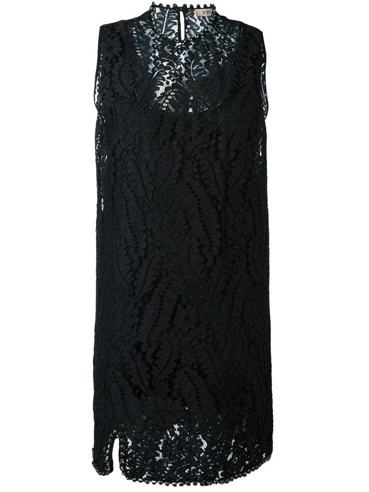No21 Lace Sleeveless Dress, Women's, Size: 40, Black, Polyester/cotton/viscose/polyamide