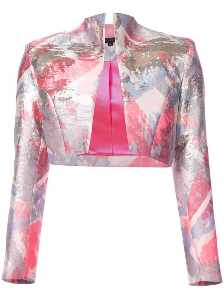 Rubin Singer Abstract Print Cropped Jacket - Pink & Purple