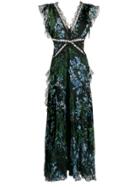 Blumarine Floral-print Lace Detail Dress - Black