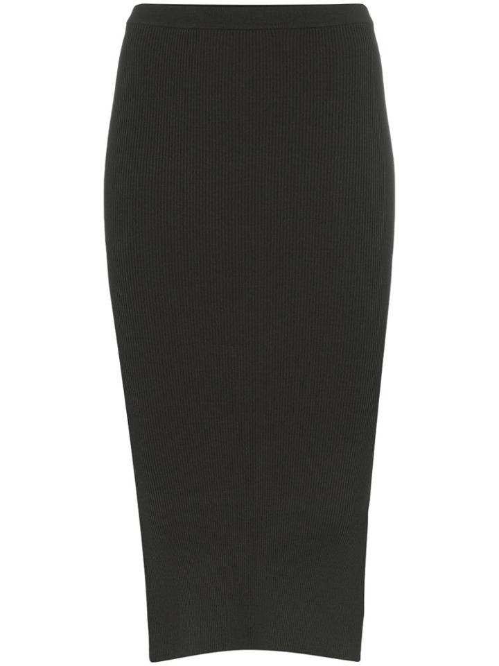 Rick Owens Ribbed Side Slit Fitted Skirt - Blue