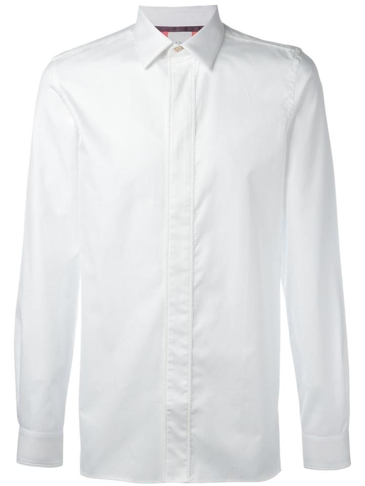 Paul Smith Concealed Fastening Shirt, Men's, Size: 16 1/2, White, Cotton