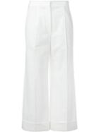 Brunello Cucinelli Wide Leg Cropped Trousers, Women's, Size: 38, White, Cotton/spandex/elastane/polyester/acetate