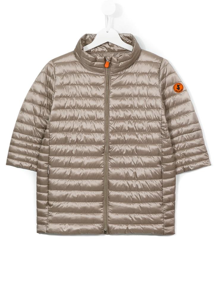 Save The Duck Kids Cropped Sleeves Padded Coat, Girl's, Size: 14 Yrs, Nude/neutrals