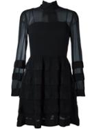 Red Valentino Sheer Panel Dress, Women's, Size: 44, Black, Silk/polyester/viscose