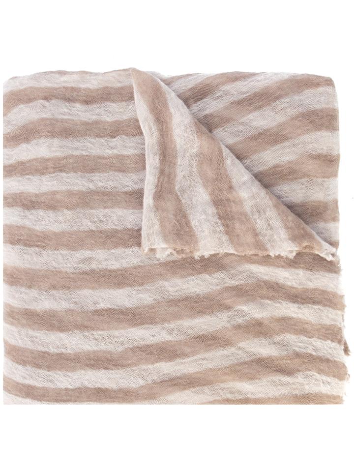 Botto Giuseppe Textured Striped Scarf - Brown