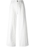 Twin-set Wide-legged Cropped Jeans, Women's, Size: 25, White, Cotton