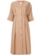 Tomorrowland Button Poplin Dress - Neutrals