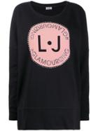 Liu Jo Studded Logo Print Oversized Jumper - Black