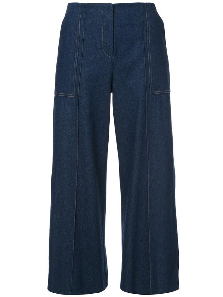 Hellessy Pearl Detail Cropped Trousers - Blue