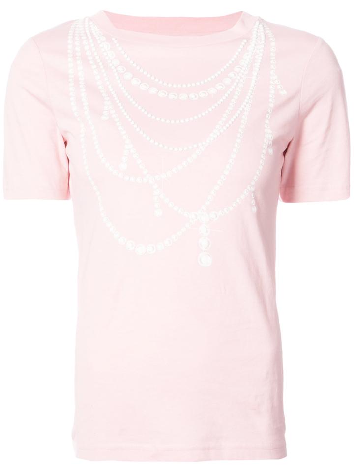 Boutique Moschino Pearl Embellished T-shirt - Pink & Purple