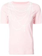 Boutique Moschino Pearl Embellished T-shirt - Pink & Purple