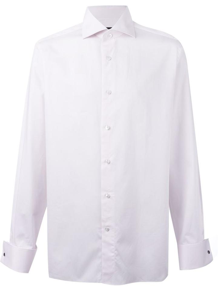 Ermenegildo Zegna Cutaway Collar Shirt, Men's, Size: 43, Pink/purple, Cotton