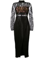 Self-portrait - Floral Lace Fitted Dress - Women - Cotton/polyamide/polyester/spandex/elastane - 14, Black, Cotton/polyamide/polyester/spandex/elastane