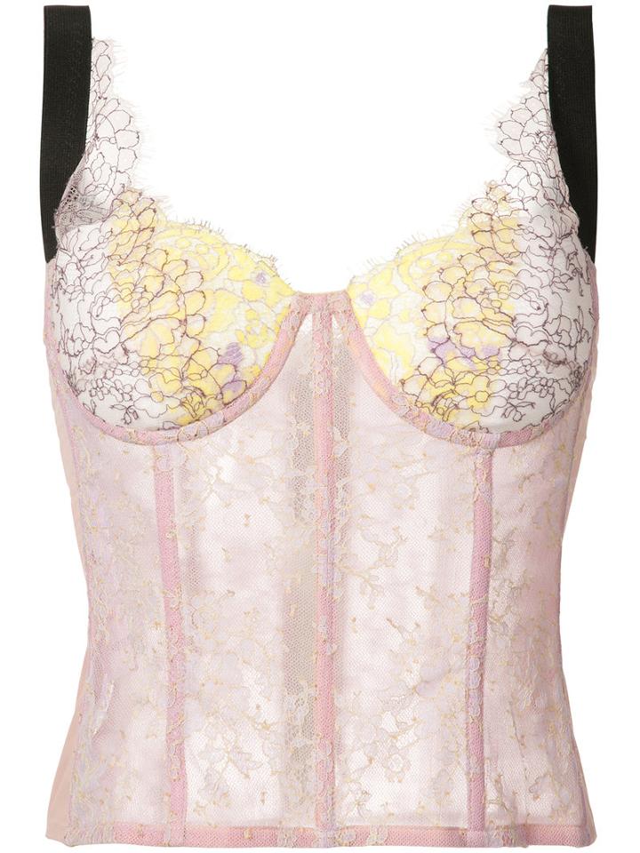 Natasha Zinko - Lace Corset Top - Women - Cotton/nylon - 36, Pink/purple, Cotton/nylon